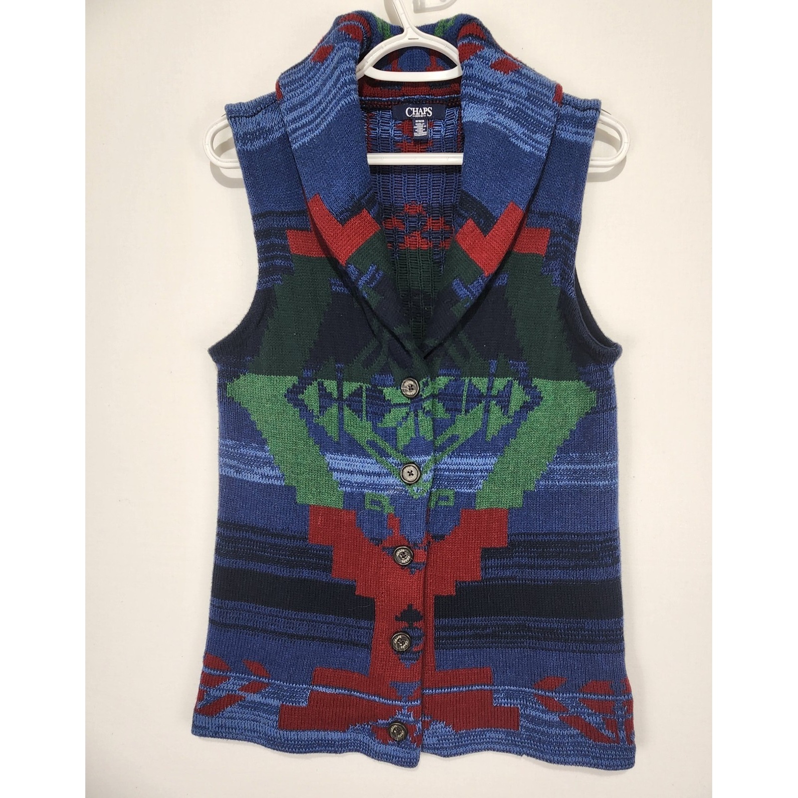 Chaps Ralph Lauren Women's Medium Aztec Southwestern Knit Sweater Vest